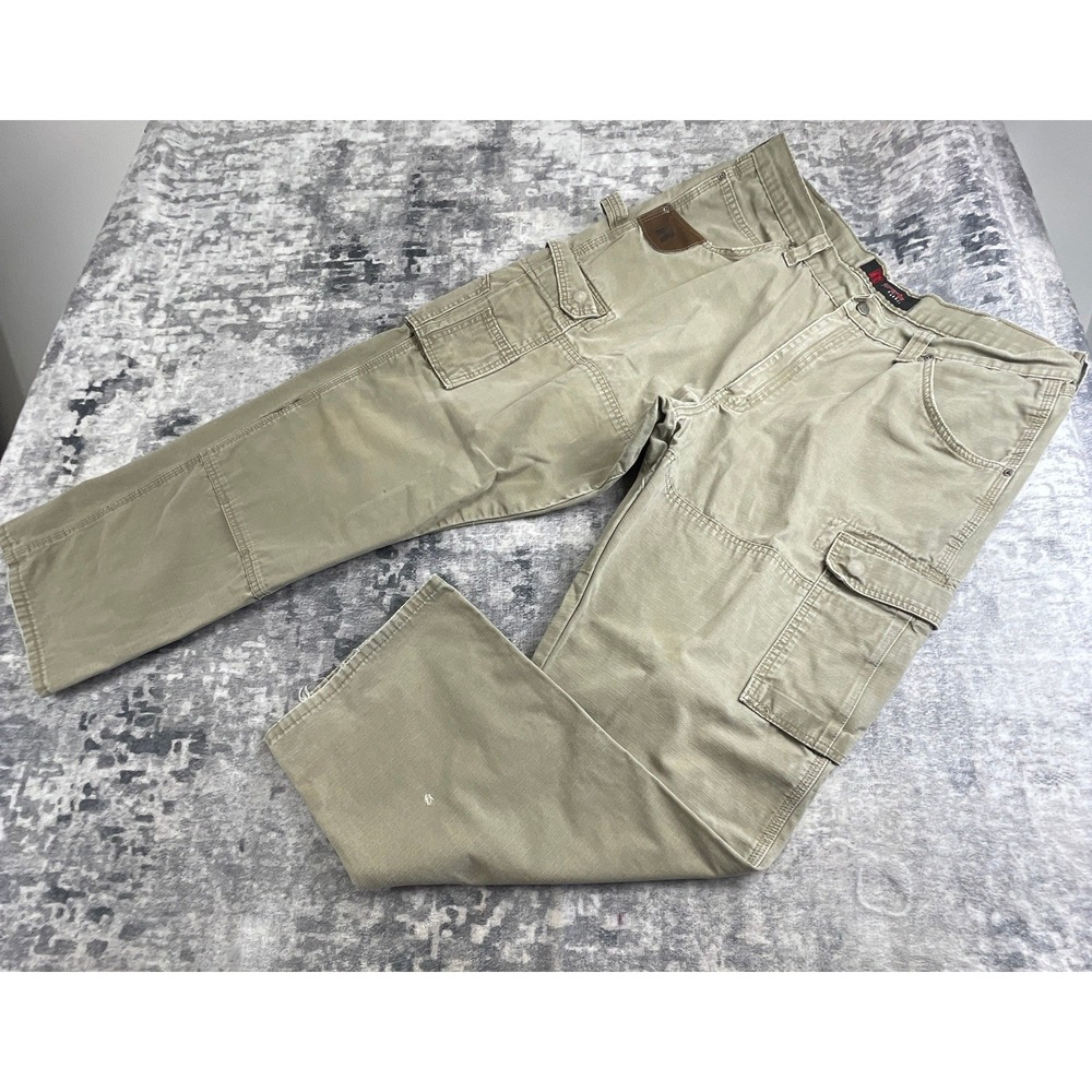 Wrangler Riggs Mens 40x32 Cargo Pants Ripstop Khaki Olive Workwear Utility